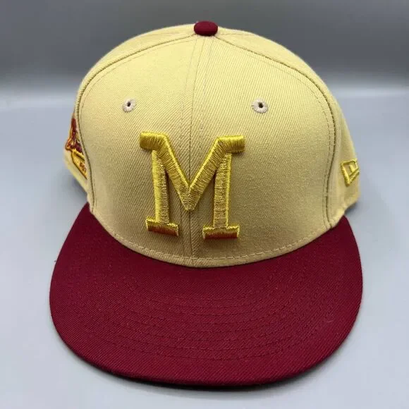 Milwaukee‎ Brewers Hat Men 7 1/2 Beige Red 59Fifty New Era Fitted Cap